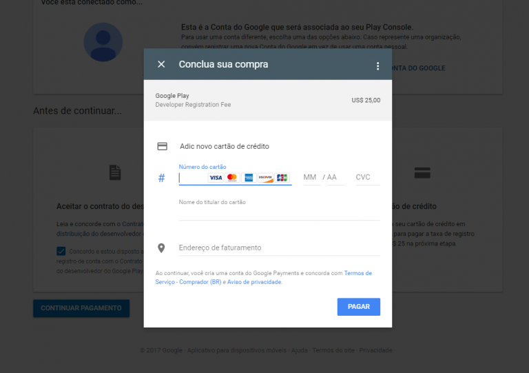 Como criar a conta de desenvolvedor na Google Play