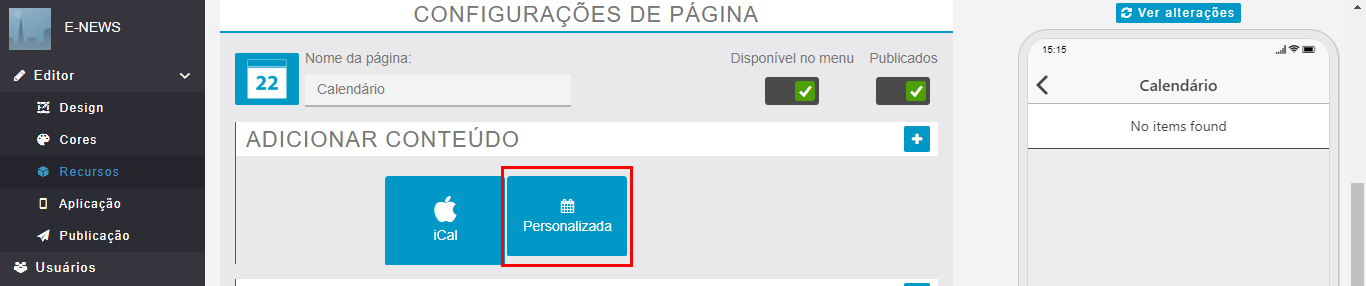 Adicionando o recurso “Eventos” no seu App