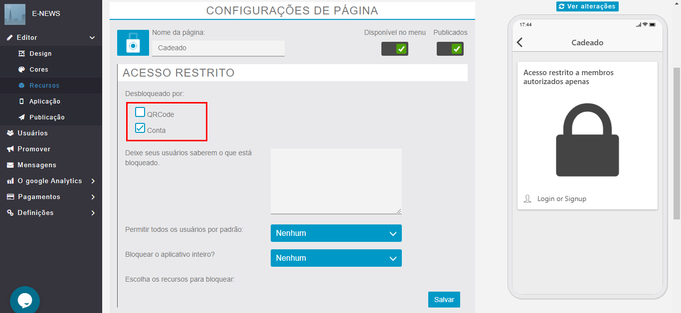 Adicionando uma área de restrita para membros