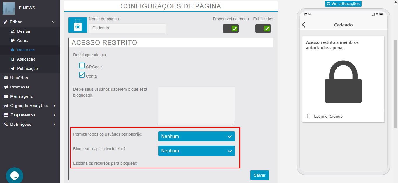 Adicionando uma área de restrita para membros