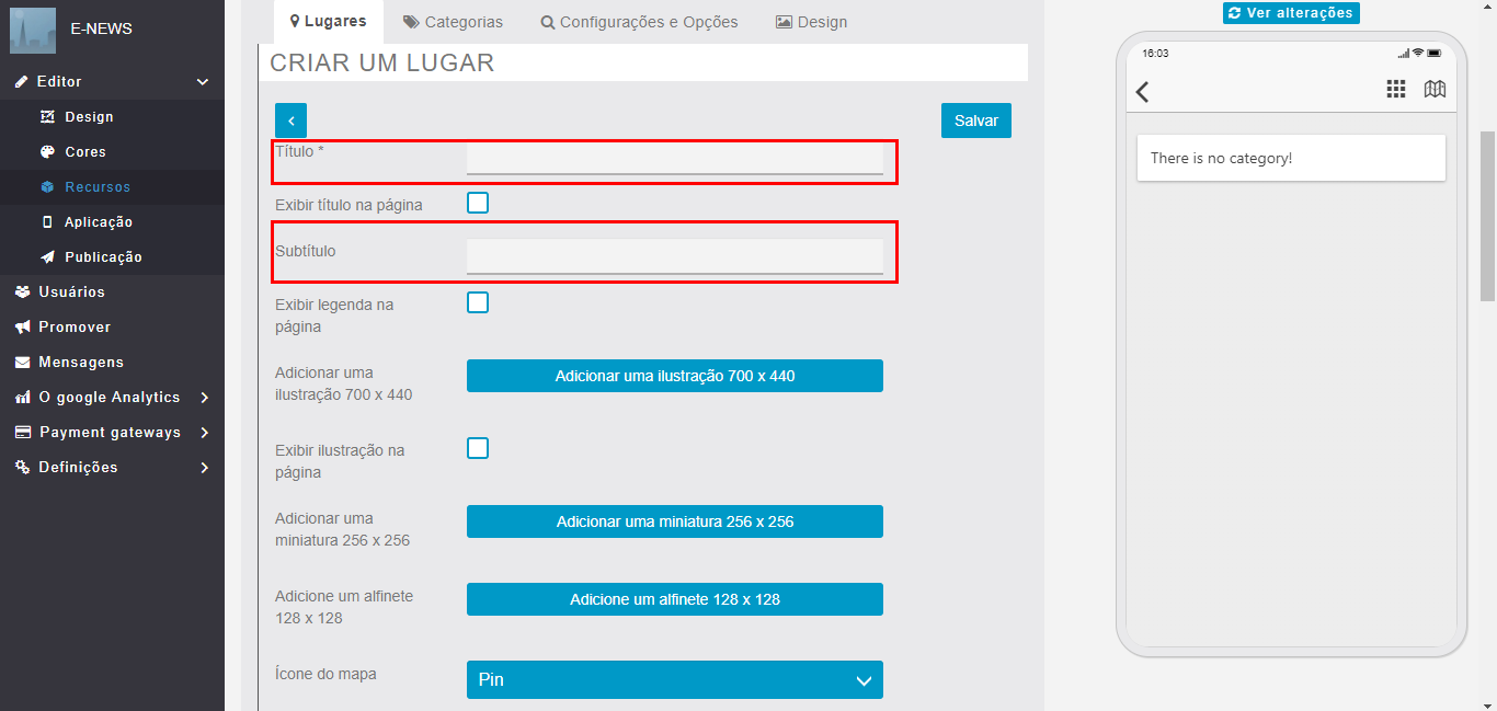 Adicionando o recurso "lugares" no seu aplicativo