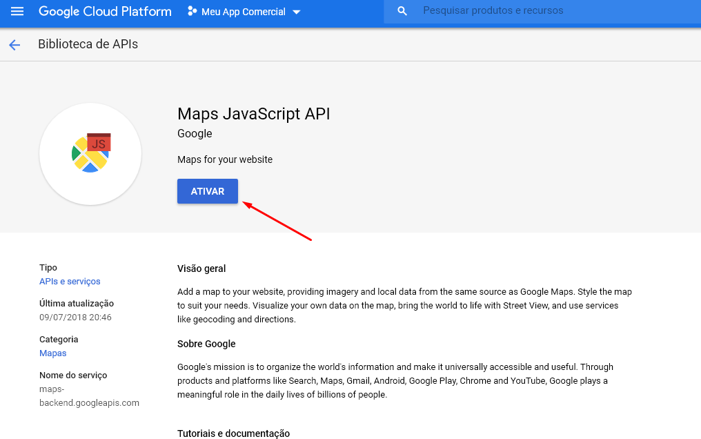 Como Gerar Uma API Javascript do Google Maps