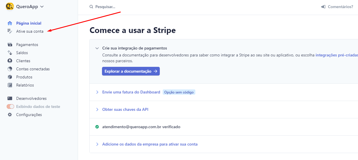 Como criar e configurar as credenciais de API de pagamentos da Stripe