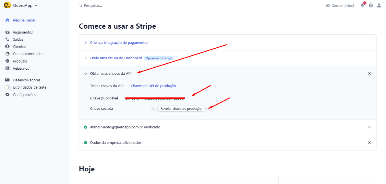 Como criar e configurar as credenciais de API de pagamentos da Stripe