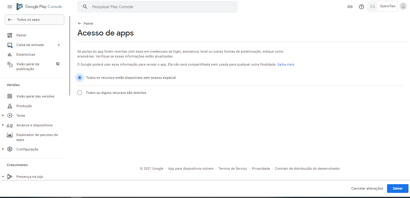 Como desativar a assinatura de aplicativos no Google Play Console?