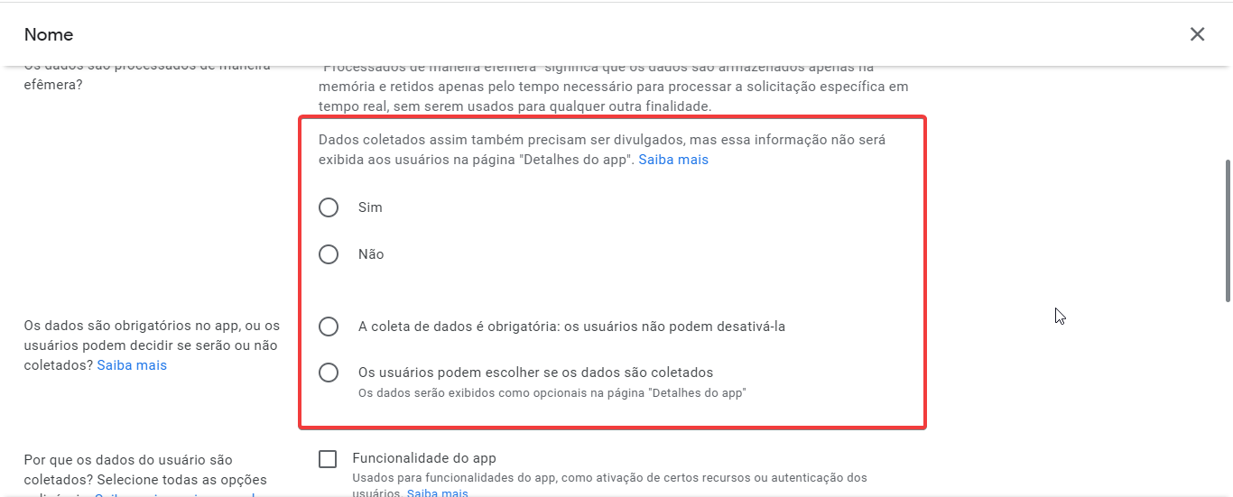 Como preencher o formulário de segurança de dados na google play