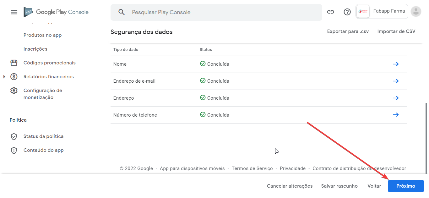 Como preencher o formulário de segurança de dados na google play